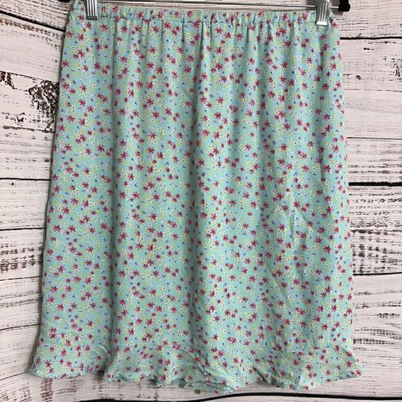 Ll Bean skirt womens Size Small Petite floral ruffle hem drawstring rayon spring - Picture 3 of 11